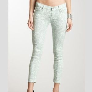 7 For All Mankind Mint Lace Cropped Skinny Jeans
